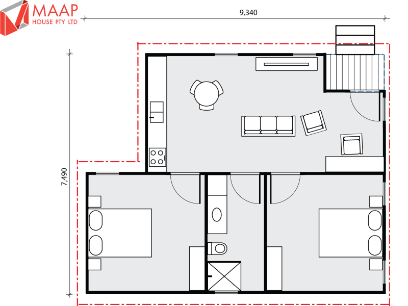 MAAP House Floorplan Custom (GF) 2 Bed 1.03